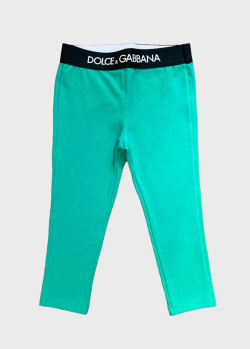 Зеленые леггинсы Dolce&Gabbana для девочек, фото